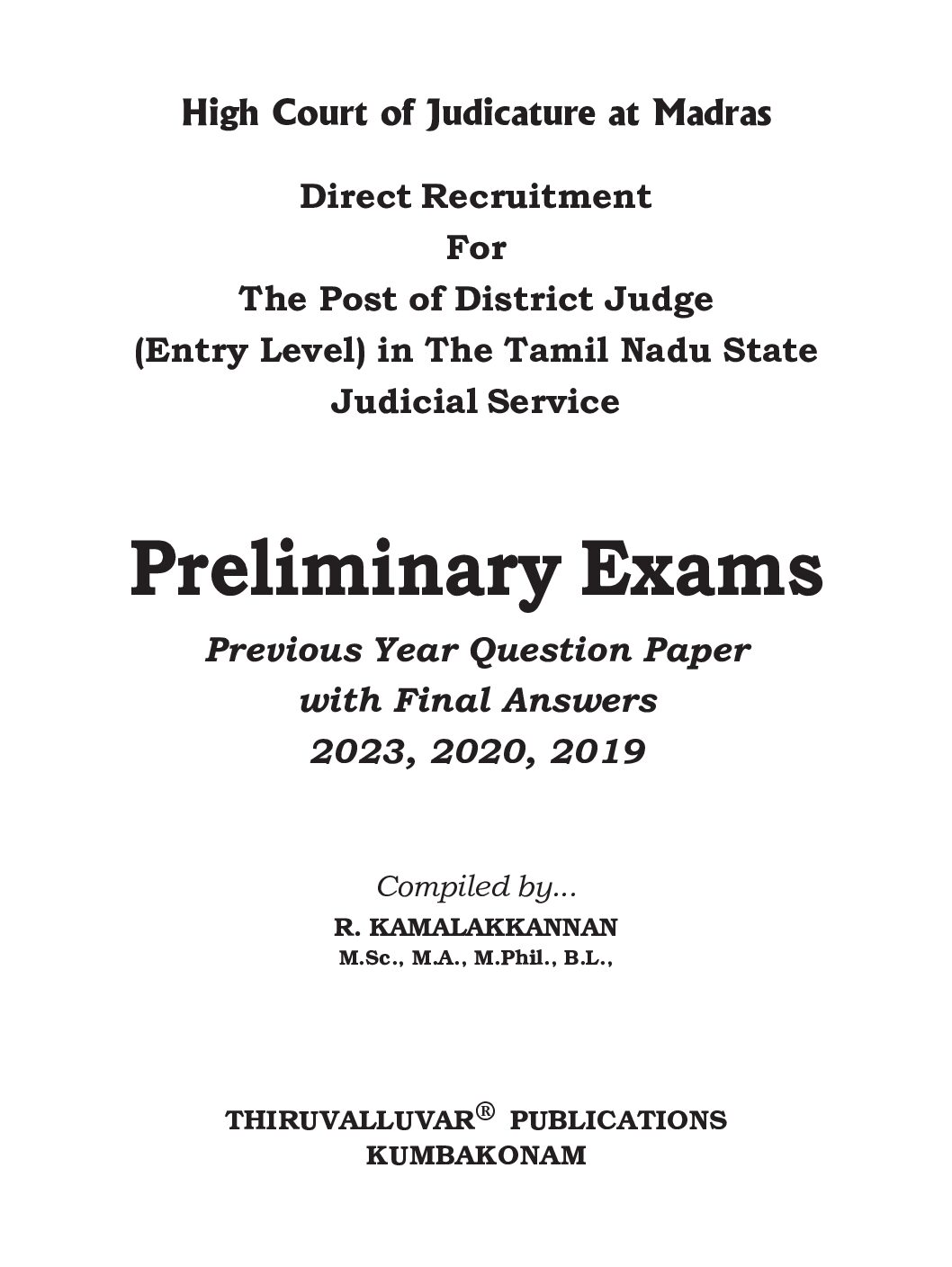 District Judge - Preliminary Exam Previous year Question Papers (2019 - 2023) With Final Answers
