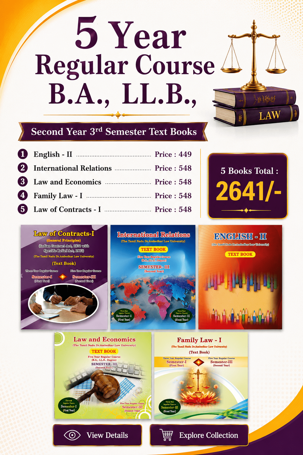 5-year-regular-course-b-a-ll-b-semester-iii-textbook-combo-english-medium