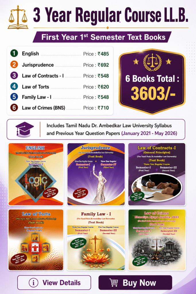 3 Year Regular Course LL.B. - Semester I Textbook Combo (English Medium)