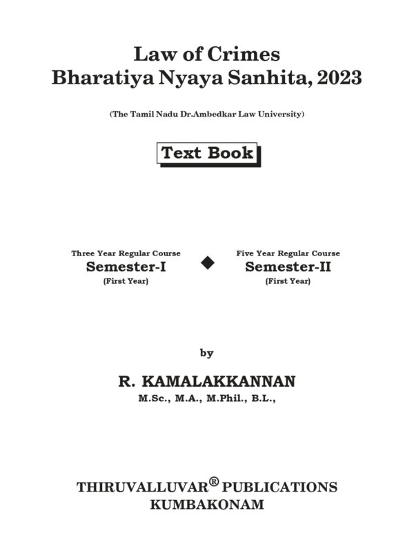 Law of Crimes - BNS_page-0001 Law of Crimes – Bharatiya Nyaya Sanhita, 2023 (Text Book) – English Version